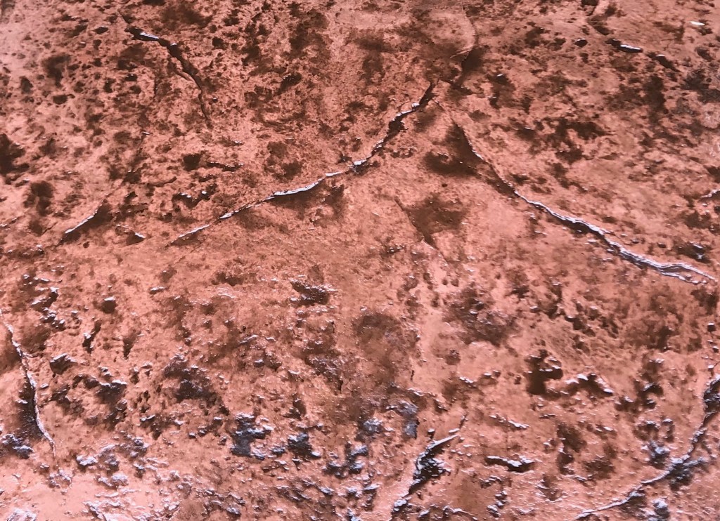 Red Colored Concrete and Stamp