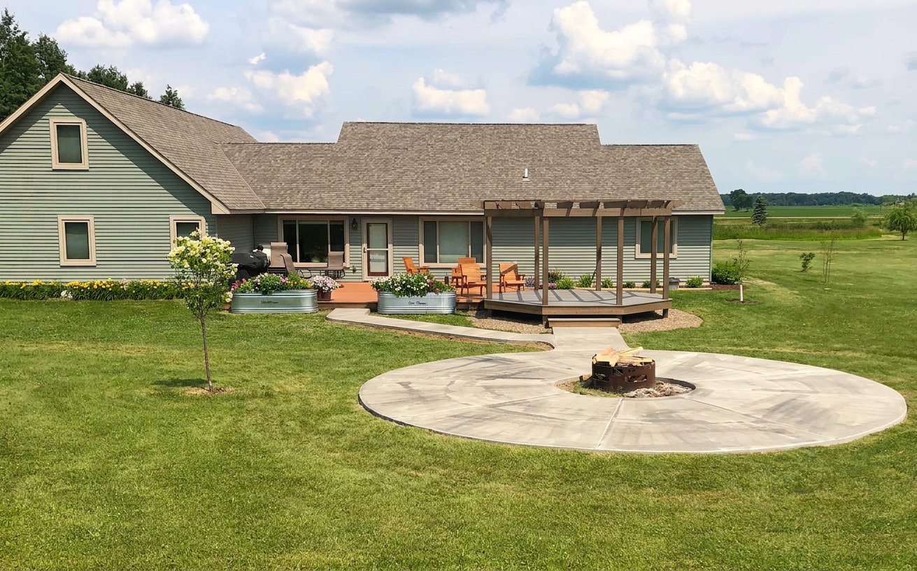 Concrete Firepit and Sidewalk Sample of Concrete Firepit